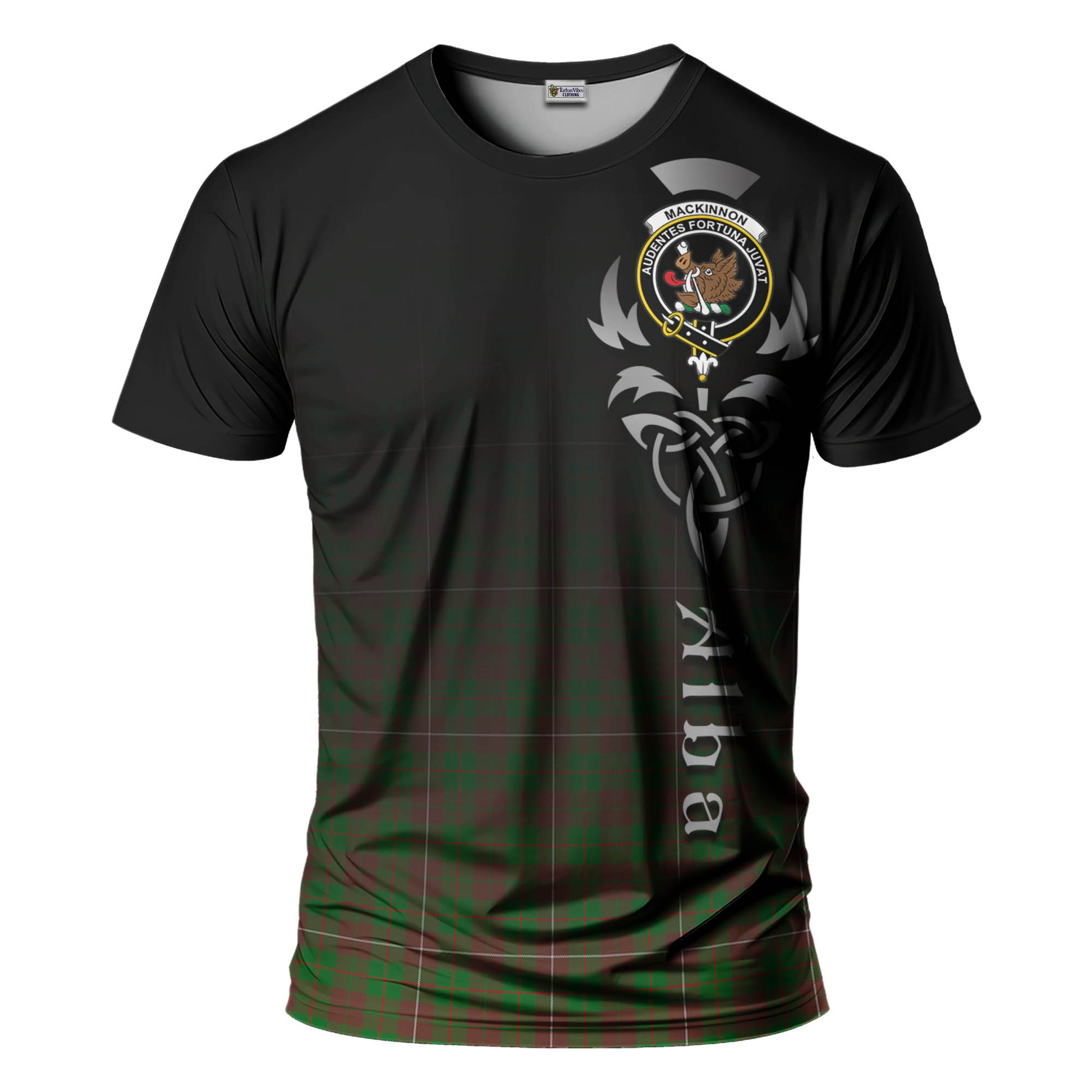 Tartan Vibes Clothing MacKinnon Hunting Modern Tartan T-Shirt Featuring Alba Gu Brath Family Crest Celtic Inspired