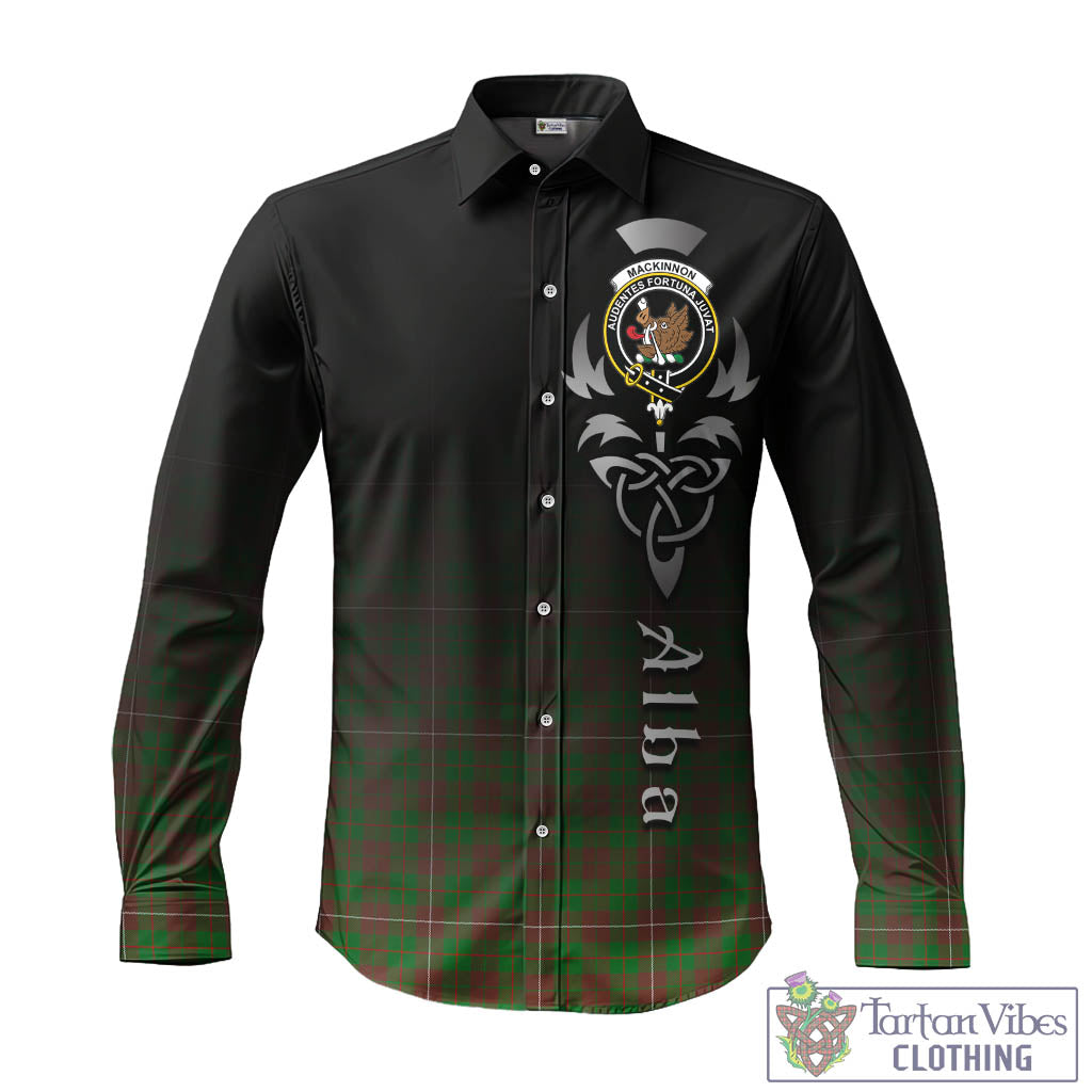 Tartan Vibes Clothing MacKinnon Hunting Modern Tartan Long Sleeve Button Up Featuring Alba Gu Brath Family Crest Celtic Inspired