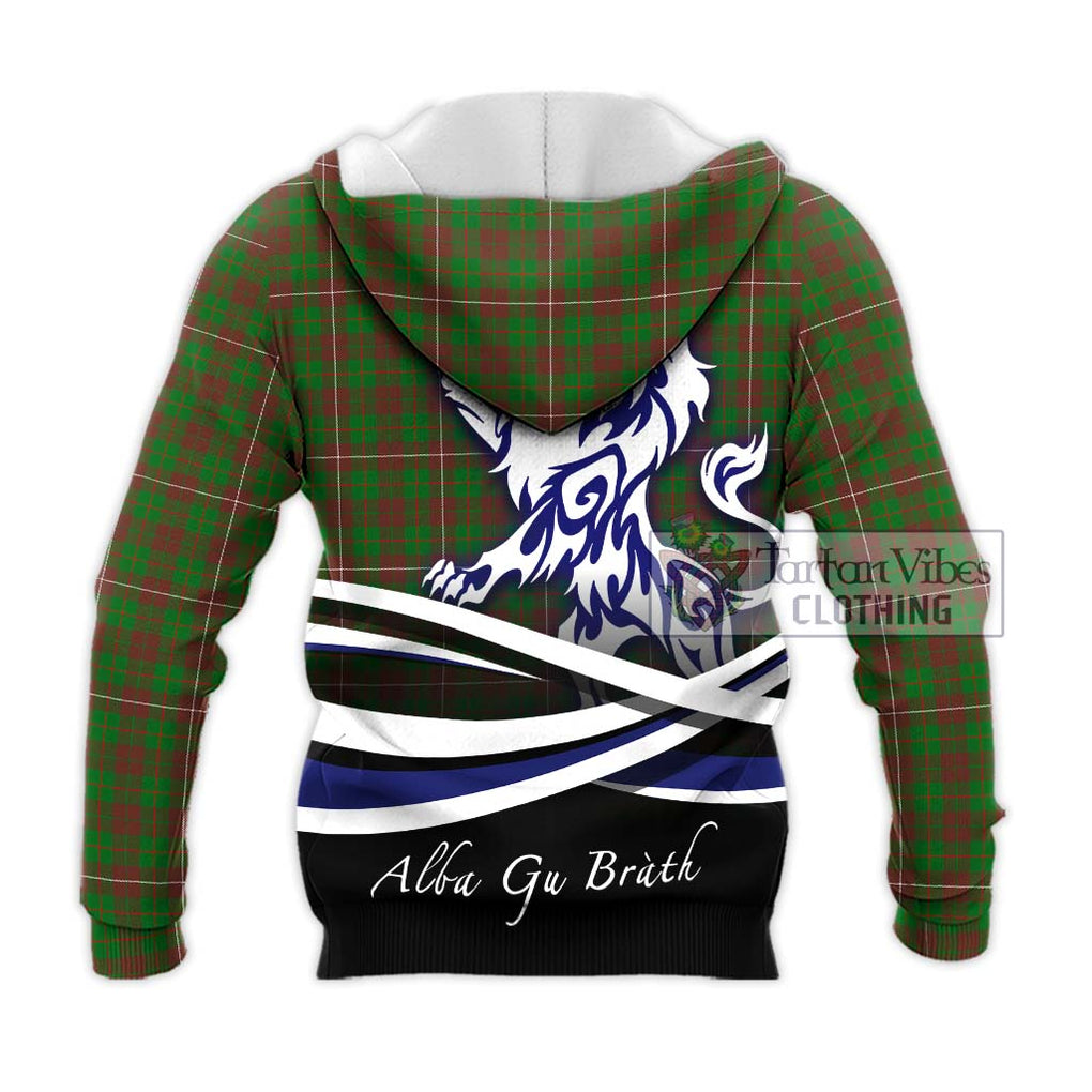 MacKinnon Hunting Modern Tartan Knitted Hoodie with Alba Gu Brath Regal Lion Emblem - Tartanvibesclothing Shop