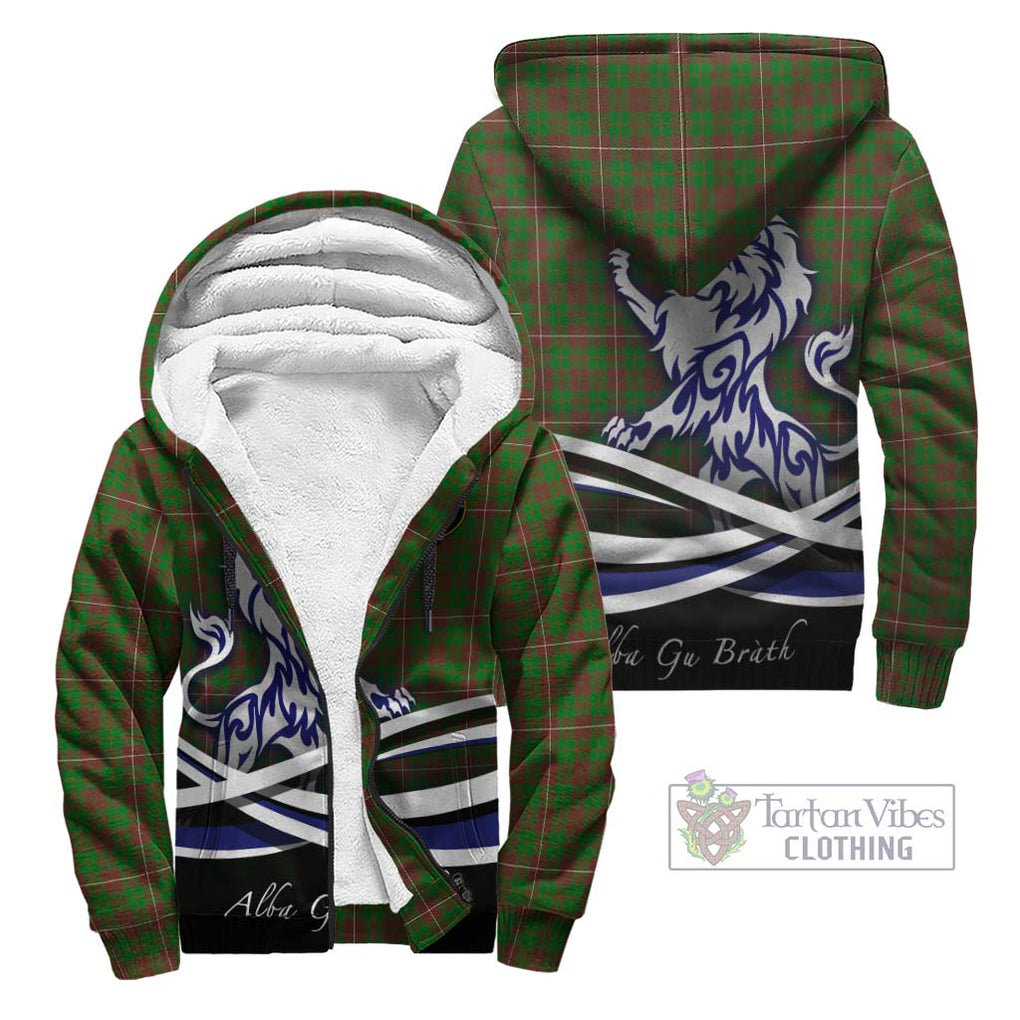 MacKinnon Hunting Modern Tartan Sherpa Hoodie with Alba Gu Brath Regal Lion Emblem Unisex - Tartanvibesclothing Shop