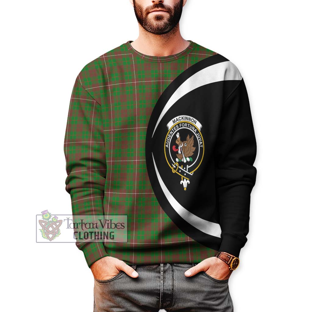 MacKinnon Hunting Modern Tartan Sweatshirt with Family Crest Circle Style - Tartan Vibes Clothing