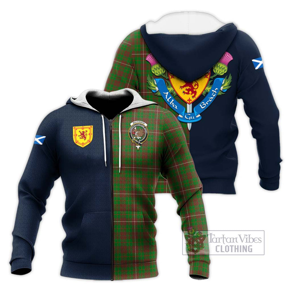 Tartan Vibes Clothing MacKinnon Hunting Modern Tartan Knitted Hoodie with Scottish Lion Royal Arm Half Style