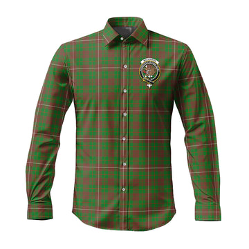 MacKinnon Hunting Modern Tartan Long Sleeve Button Up Shirt with Family Crest