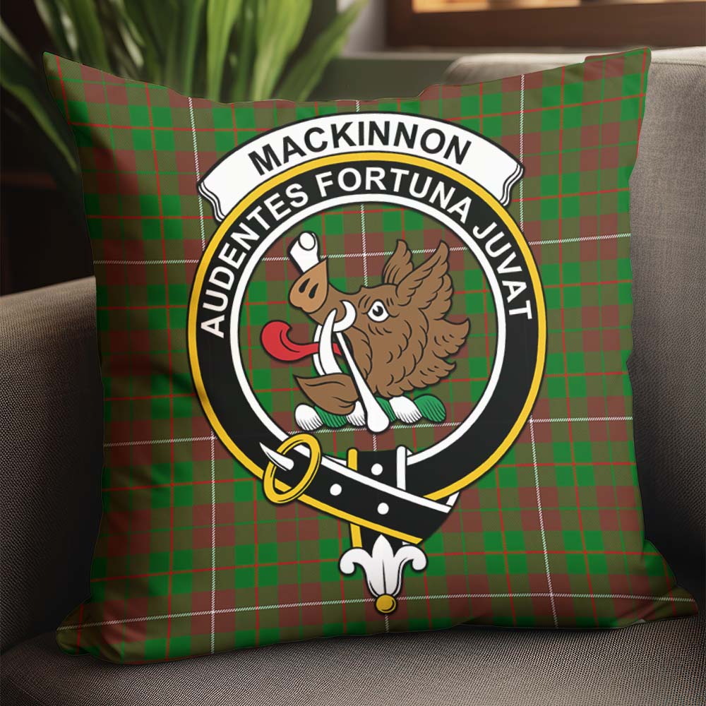 MacKinnon Hunting Modern Tartan Pillow Cover with Family Crest - Tartanvibesclothing