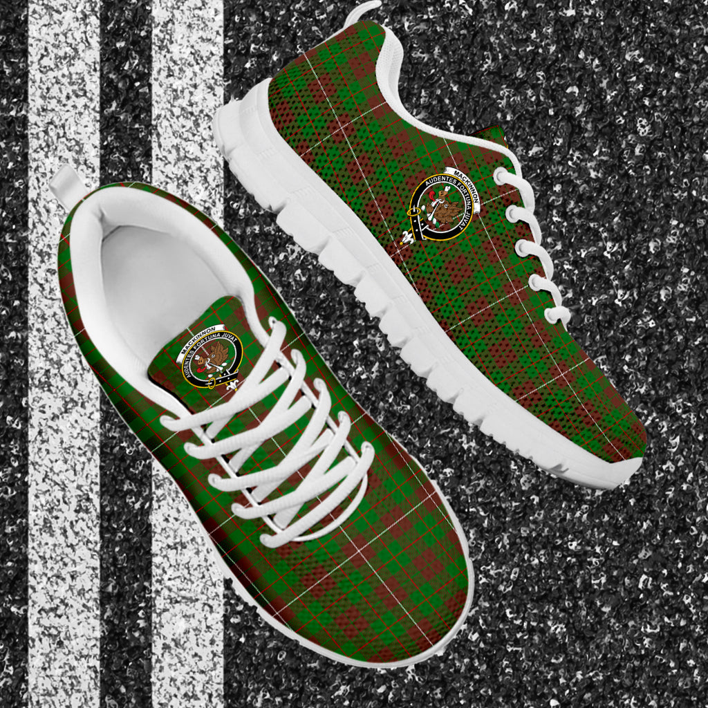 MacKinnon Hunting Modern Tartan Sneakers with Family Crest - Tartan Vibes Clothing