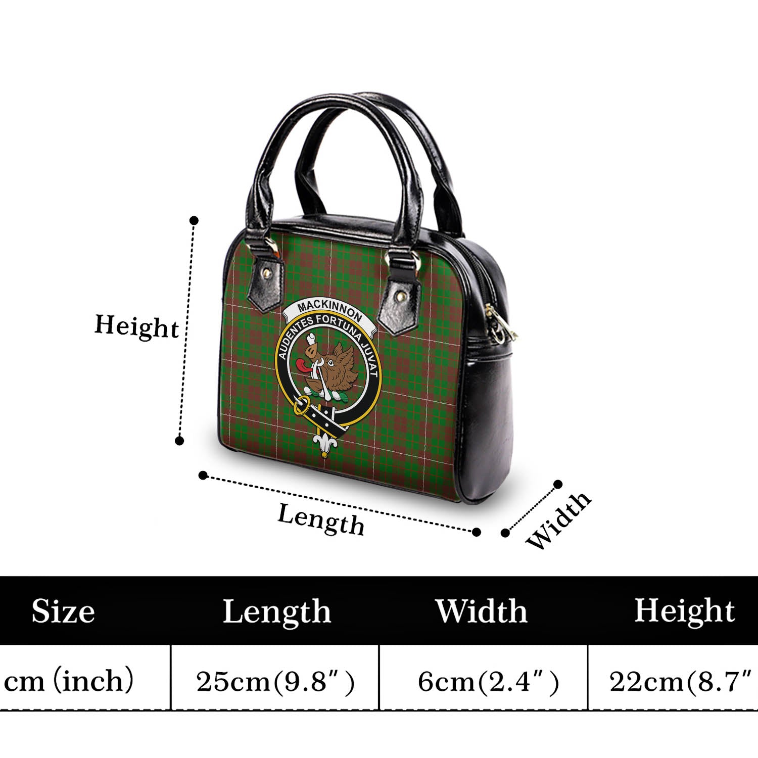 MacKinnon Hunting Modern Tartan Shoulder Handbags with Family Crest - Tartanvibesclothing