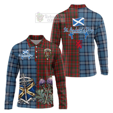 MacKinnon (McKinnon) Tartan Long Sleeve Polo Shirt Happy St. Andrew's Day Half Tartan Style