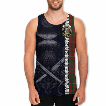 MacKinnon (McKinnon) Tartan Men's Tank Top with Family Crest Cross Sword Thistle Celtic Vibes