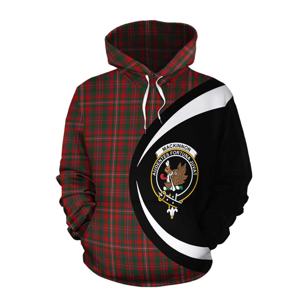 Tartan Vibes Clothing MacKinnon (McKinnon) Tartan Cotton Hoodie with Family Crest Circle Style