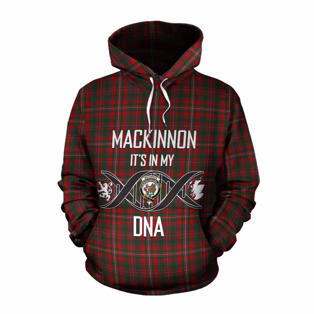 Tartan Vibes Clothing MacKinnon (McKinnon) Tartan Cotton Hoodie with Family Crest DNA In Me Style