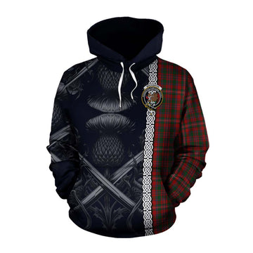 MacKinnon (McKinnon) Tartan Cotton Hoodie with Family Crest Cross Sword Thistle Celtic Vibes