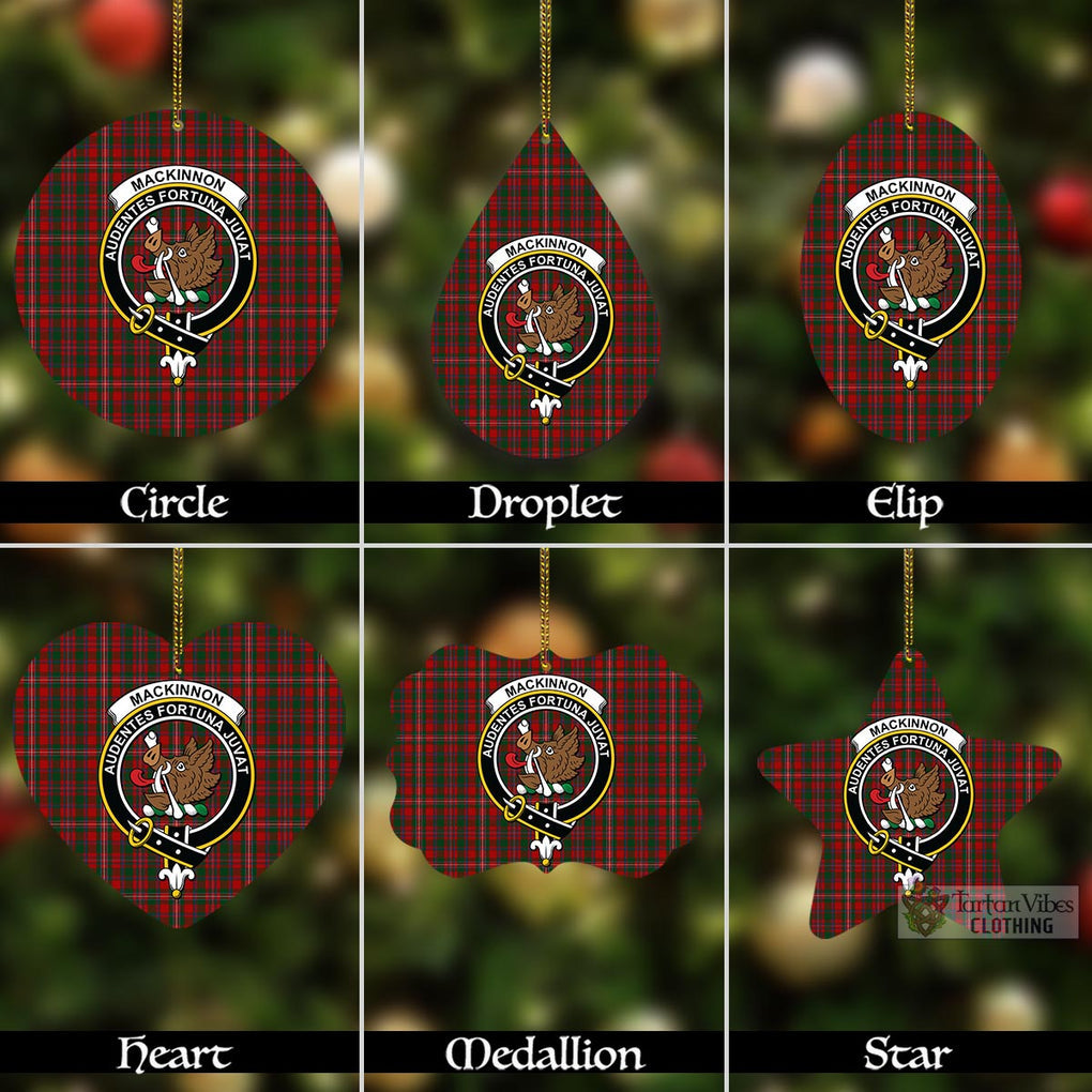 Tartan Vibes Clothing MacKinnon (McKinnon) Tartan Christmas Aluminium Ornament with Family Crest