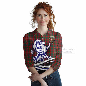 MacKinnon (McKinnon) Tartan Women's Casual Shirt with Alba Gu Brath Regal Lion Emblem