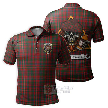 MacKinnon (McKinnon) Tartan Polo Shirt with Family Crest and Bearded Skull Holding Bottles of Whiskey