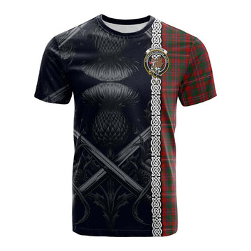 MacKinnon (McKinnon) Tartan Cotton T-shirt with Family Crest Cross Sword Thistle Celtic Vibes