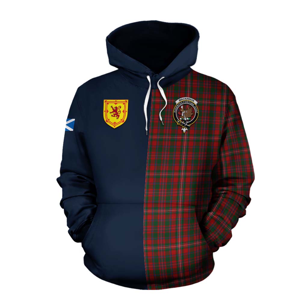 Tartan Vibes Clothing MacKinnon (McKinnon) Tartan Cotton Hoodie Alba with Scottish Lion Royal Arm Half Style