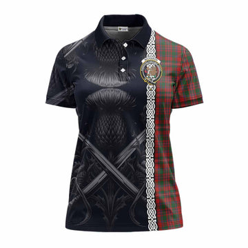 MacKinnon (McKinnon) Tartan Women's Polo Shirt with Family Crest Cross Sword Thistle Celtic Vibes