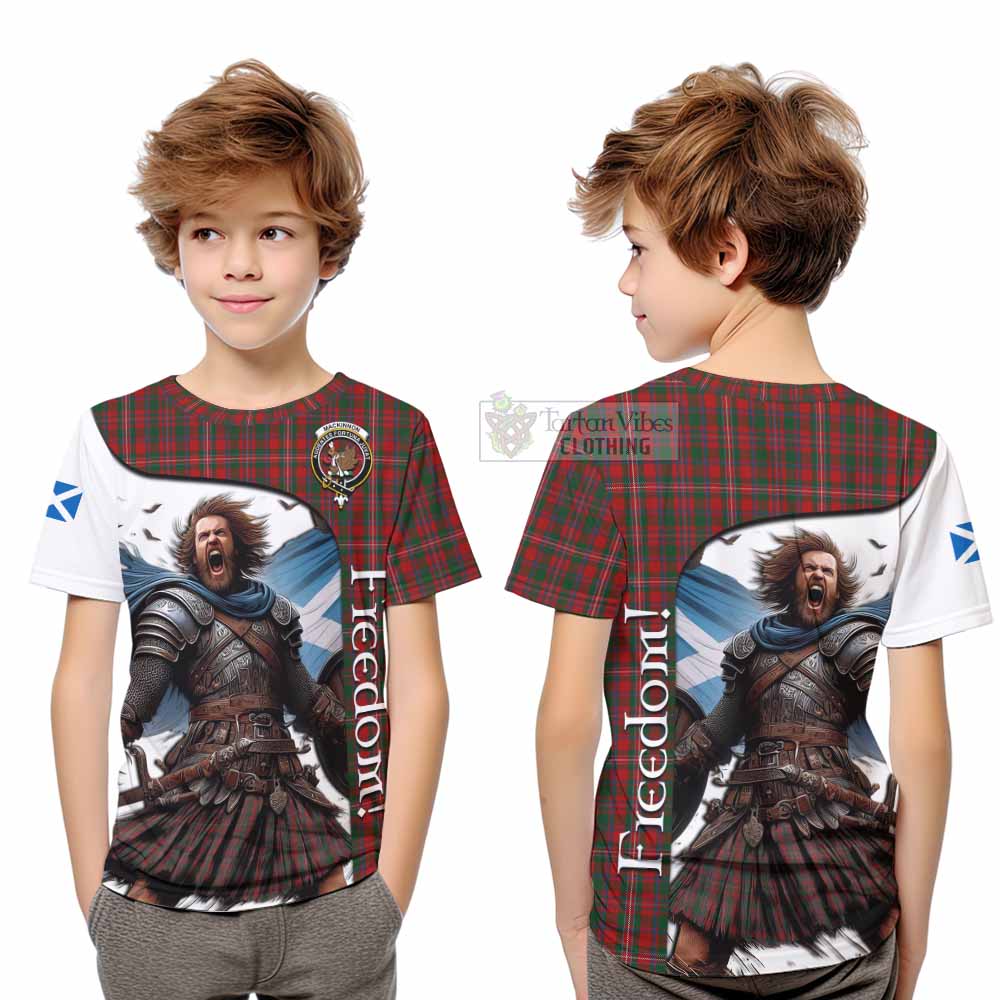 Tartan Vibes Clothing MacKinnon (McKinnon) Crest Tartan Kid T-Shirt Inspired by the Freedom of Scottish Warrior