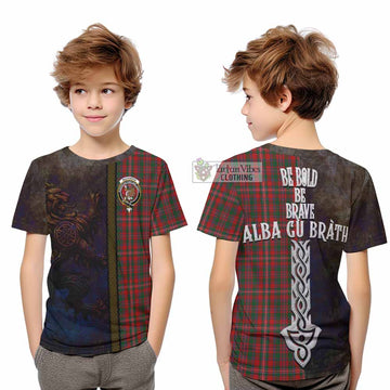 MacKinnon (McKinnon) Tartan Family Crest Kid T-Shirt Alba Gu Brath Be Brave Lion Ancient Style - Tartan Vibes Clothing