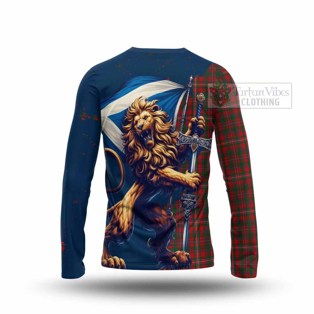 Tartan Vibes Clothing MacKinnon (McKinnon) Tartan Family Crest Long Sleeve T-Shirt with Scottish Majestic Lion