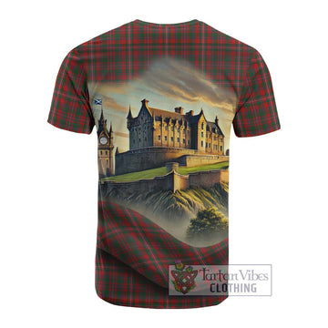 MacKinnon (McKinnon) Tartan Family Crest Cotton T-shirt with Scottish Ancient Castle Style - Tartan Vibes Clothing