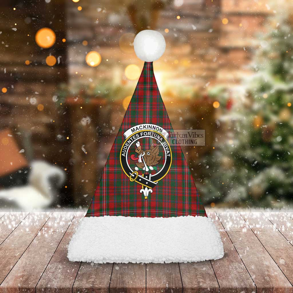 Tartan Vibes Clothing MacKinnon (McKinnon) Tartan Christmas Santa Hats with Family Crest