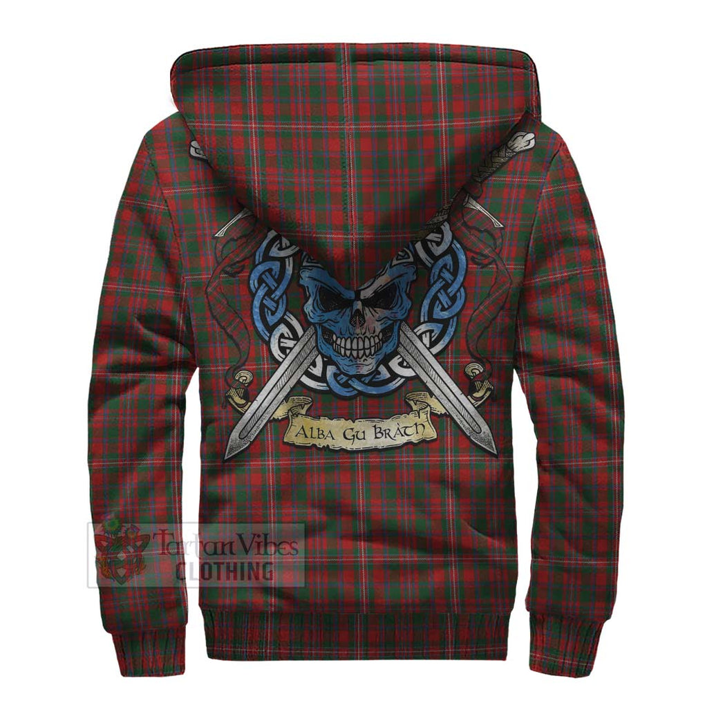 Tartan Vibes Clothing MacKinnon (McKinnon) Tartan Sherpa Hoodie with Family Crest Celtic Skull Style