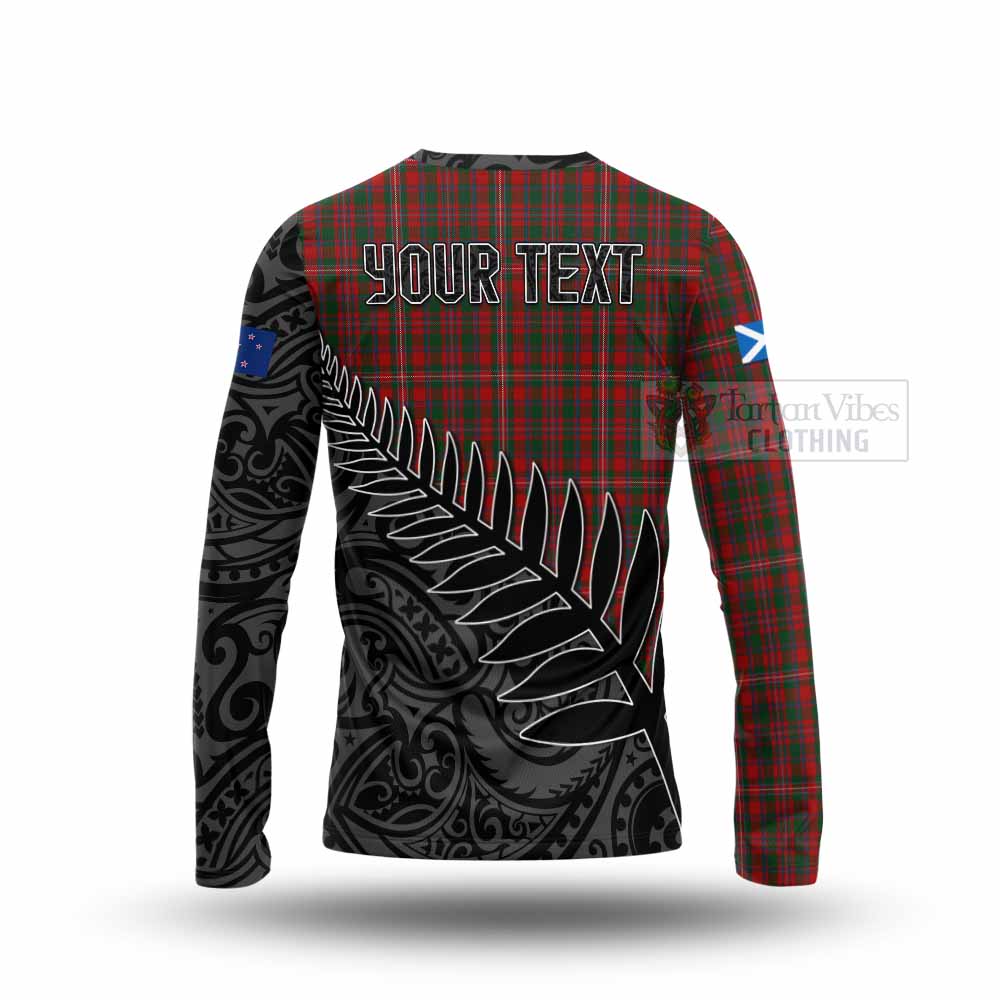 Tartan Vibes Clothing MacKinnon (McKinnon) Crest Tartan Long Sleeve T-Shirt with New Zealand Silver Fern Half Style