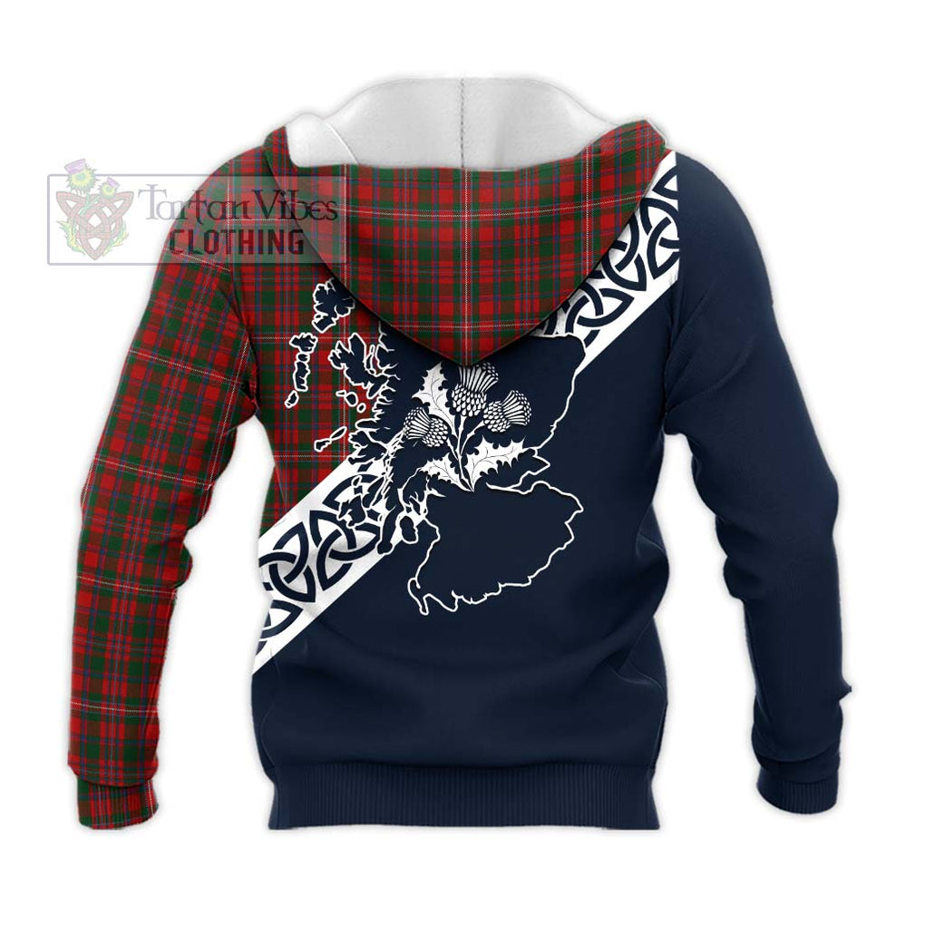 Tartan Vibes Clothing MacKinnon (McKinnon) Tartan Knitted Hoodie Featuring Thistle and Scotland Map