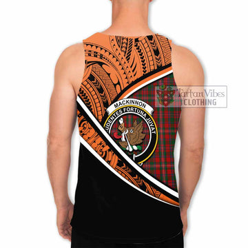 MacKinnon (McKinnon) Crest Tartan Men's Tank Top with Polynesian Vibes Style - Orange Version