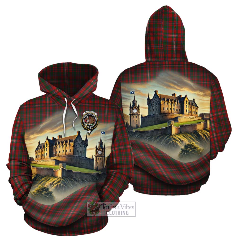 MacKinnon (McKinnon) Tartan Family Crest Cotton Hoodie with Scottish Ancient Castle Style - Tartan Vibes Clothing