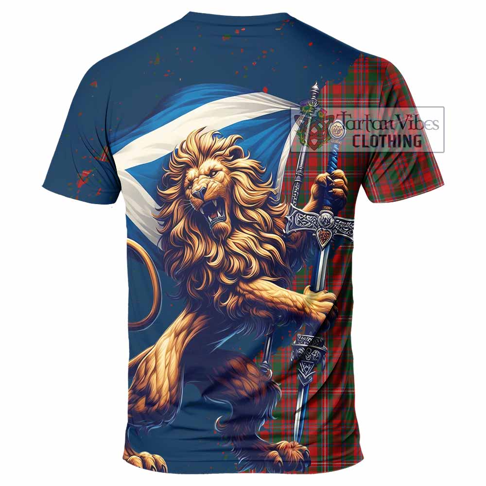 Tartan Vibes Clothing MacKinnon (McKinnon) Tartan Family Crest T-Shirt with Scottish Majestic Lion