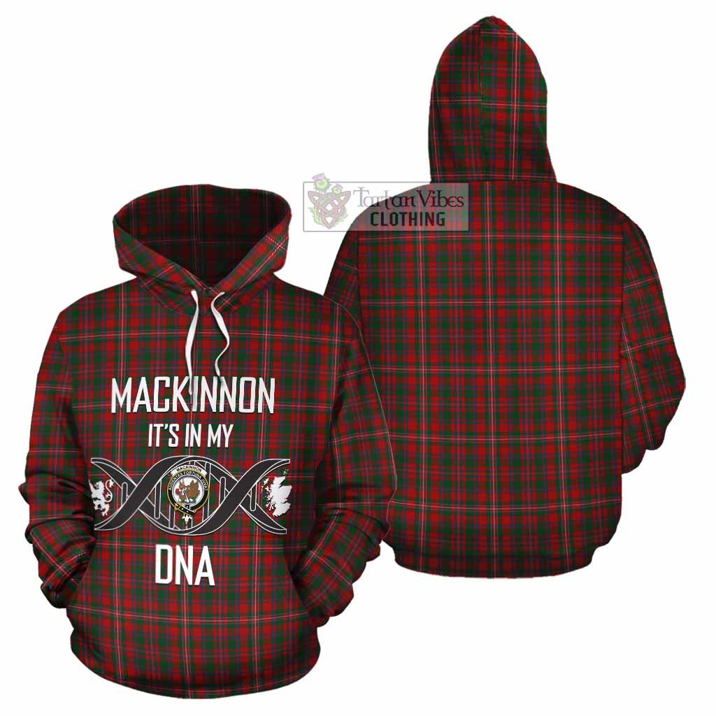 Tartan Vibes Clothing MacKinnon (McKinnon) Tartan Cotton Hoodie with Family Crest DNA In Me Style