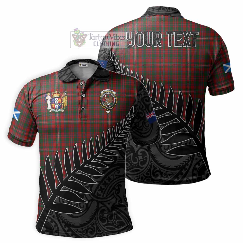 MacKinnon (McKinnon) Crest Tartan Polo Shirt with New Zealand Silver Fern Half Style