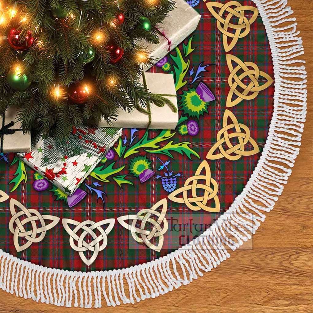 Tartan Vibes Clothing MacKinnon (McKinnon) Tartan Christmas Tree Skirt with Thistle Celtic Knot Style