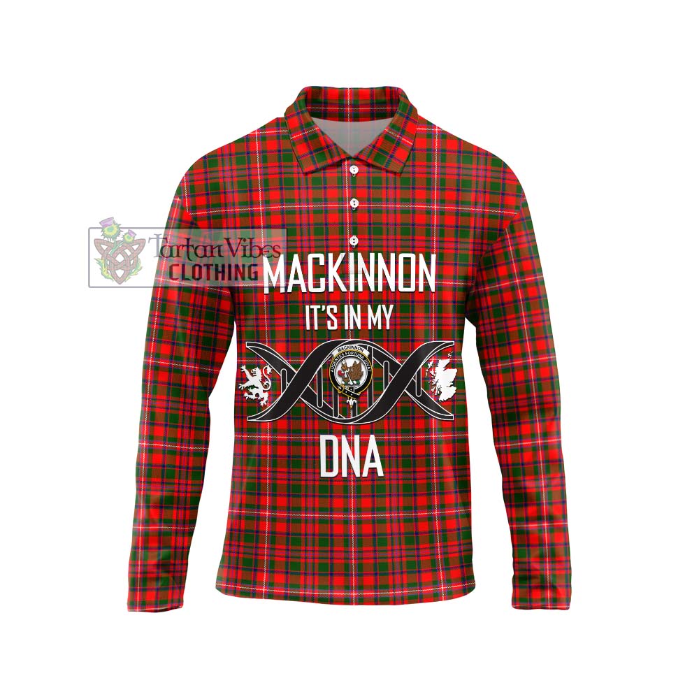 MacKinnon Modern Tartan Long Sleeve Polo Shirt with Family Crest DNA In Me Style Unisex - Tartanvibesclothing Shop