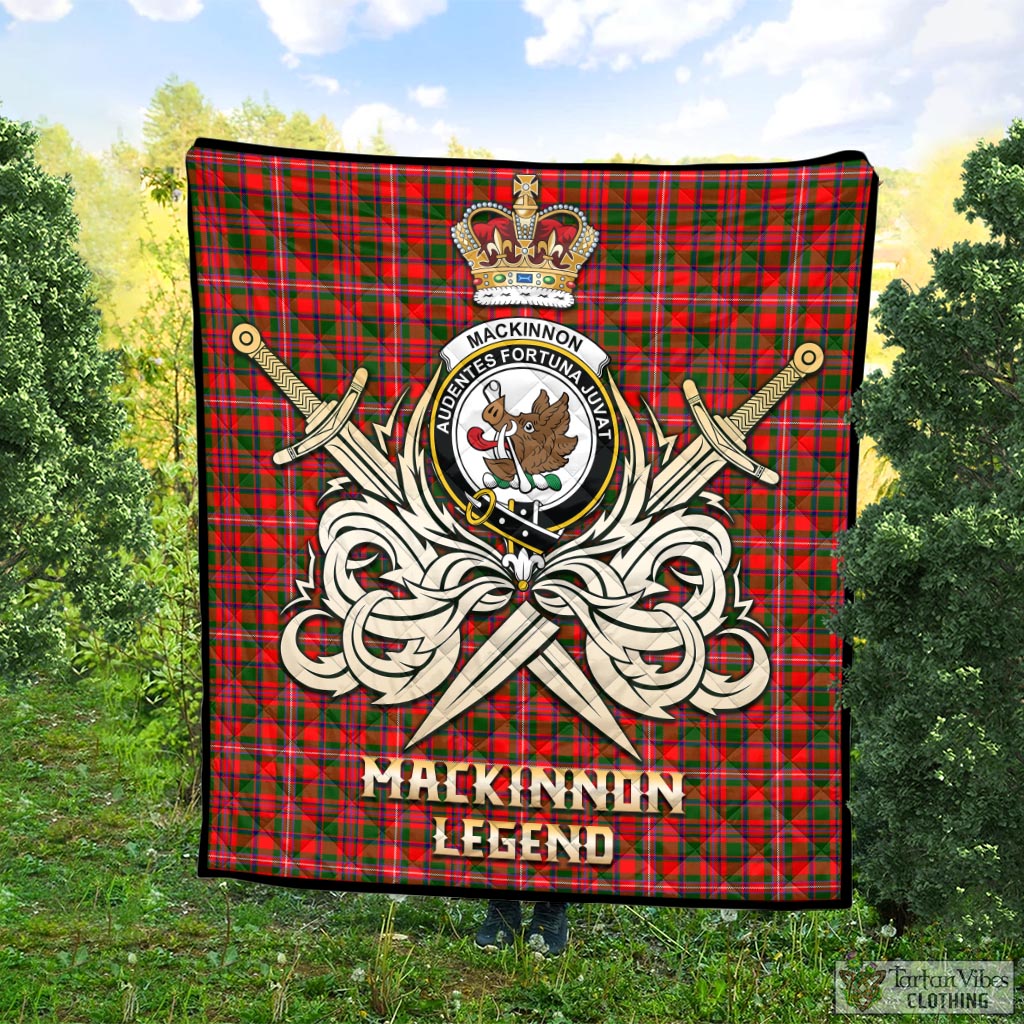 Tartan Vibes Clothing MacKinnon Modern Tartan Quilt with Clan Crest and the Golden Sword of Courageous Legacy