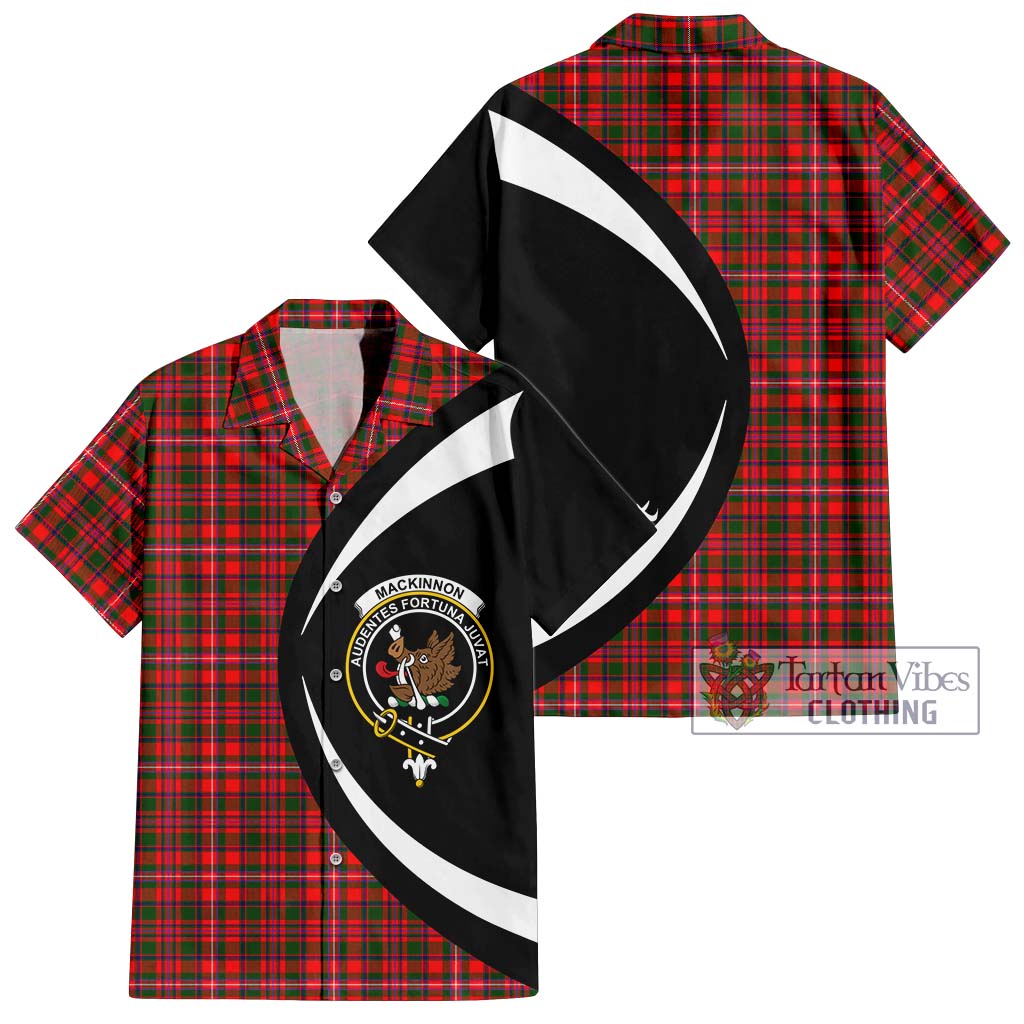 MacKinnon Modern Tartan Short Sleeve Button Up with Family Crest Circle Style Kid - Tartan Vibes Clothing