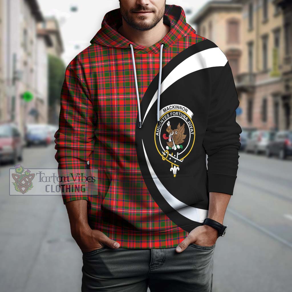 Tartan Vibes Clothing MacKinnon Modern Tartan Hoodie with Family Crest Circle Style