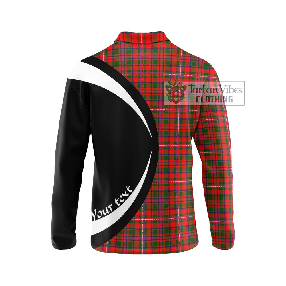 MacKinnon Modern Tartan Long Sleeve Polo Shirt with Family Crest Circle Style - Tartan Vibes Clothing