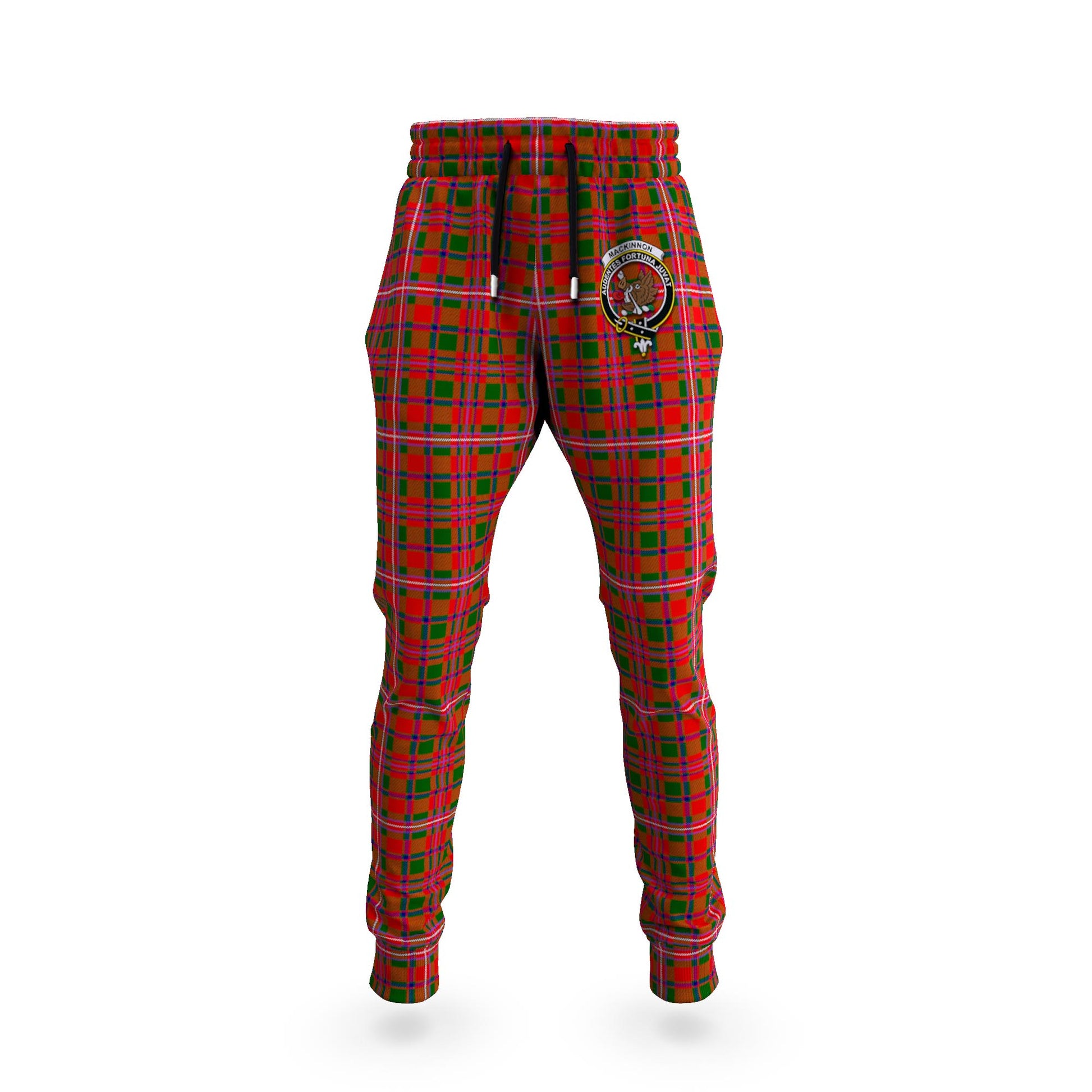 MacKinnon Modern Tartan Joggers Pants with Family Crest 5XL - Tartan Vibes Clothing