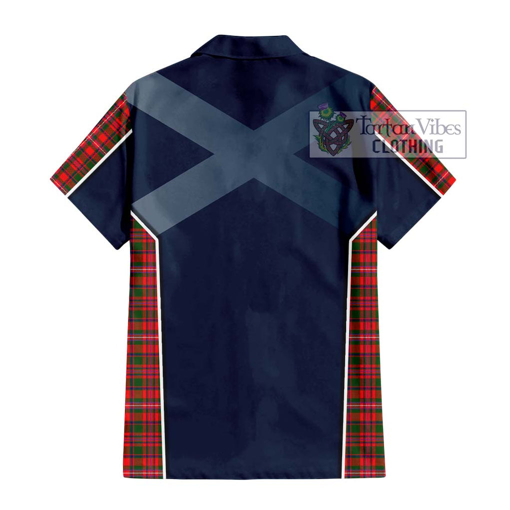 MacKinnon Modern Tartan Short Sleeve Button Shirt with Family Crest and Lion Rampant Vibes Sport Style - Tartan Vibes Clothing