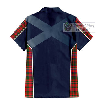 MacKinnon Modern Tartan Short Sleeve Button Shirt with Family Crest and Lion Rampant Vibes Sport Style