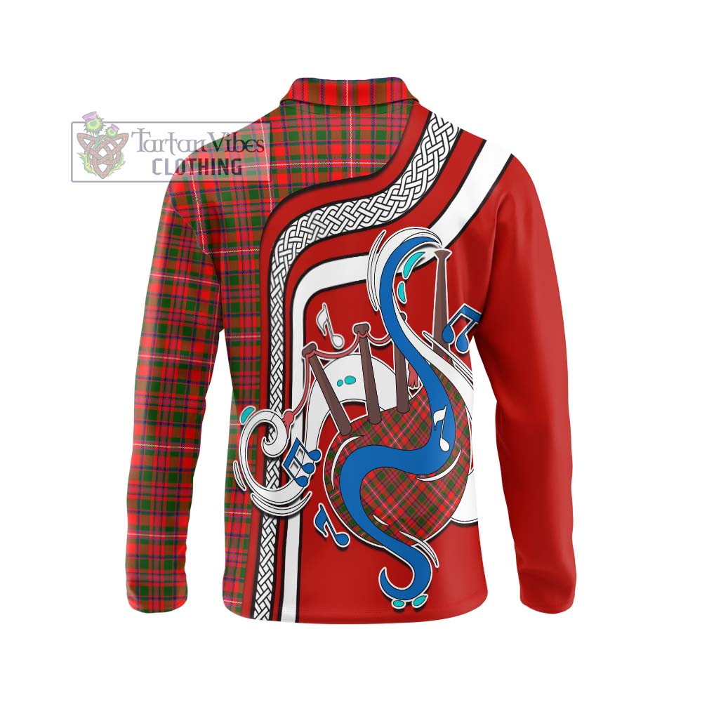 Tartan Vibes Clothing MacKinnon Modern Tartan Long Sleeve Polo Shirt with Epic Bagpipe Style