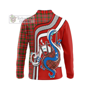 MacKinnon Modern Tartan Long Sleeve Polo Shirt with Epic Bagpipe Style