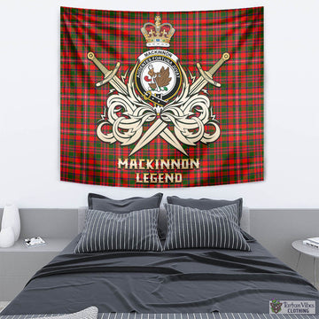 MacKinnon Modern Tartan Tapestry with Clan Crest and the Golden Sword of Courageous Legacy