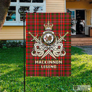 MacKinnon Modern Tartan Flag with Clan Crest and the Golden Sword of Courageous Legacy