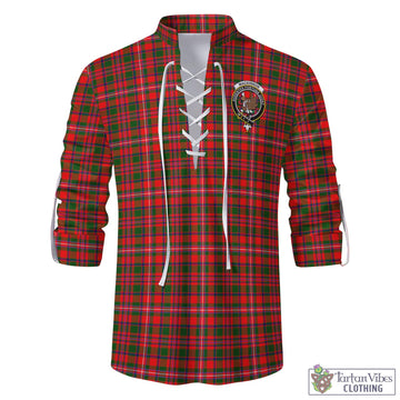 MacKinnon Modern Tartan Men's Scottish Traditional Jacobite Ghillie Kilt Shirt with Family Crest