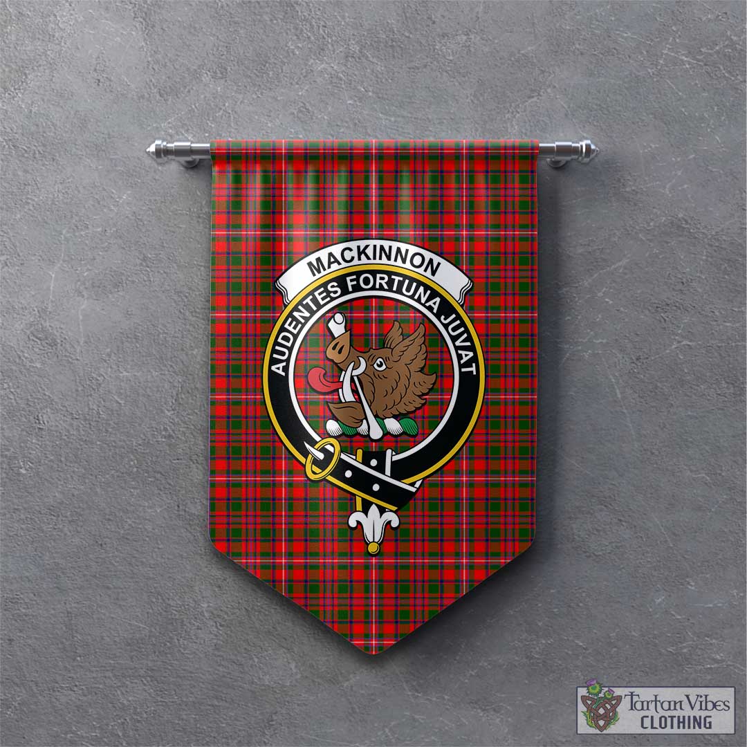 Tartan Vibes Clothing MacKinnon Modern Tartan Gonfalon, Tartan Banner with Family Crest