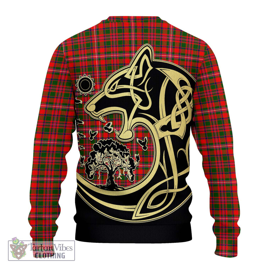 MacKinnon Modern Tartan Knitted Sweater with Family Crest Celtic Wolf Style - Tartan Vibes Clothing